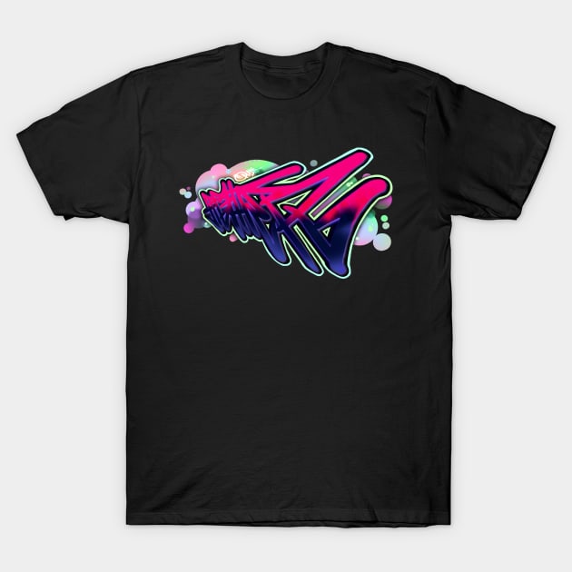 FIGHTER - Street Art Style Text in Pink and Purple T-Shirt by CreativeOpus